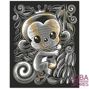 Kras Tekening Junior "Sequin Art" Aapje Goud