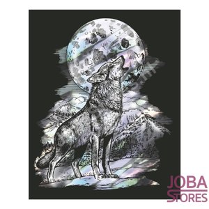 Kras Tekening Senior "Sequin Art" Wolf Holografic