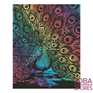 Kras Tekening Senior "Sequin Art" Pauw Regenboog