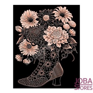 Kras Tekening Senior "Sequin Art" Laars met bloemen Rose Gold