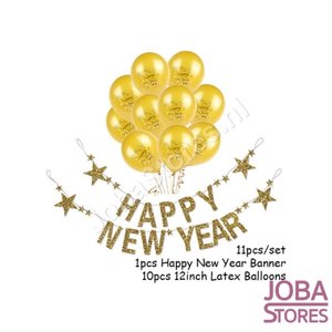 Happy New Year slinger en ballonnen set