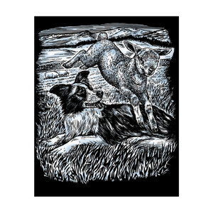 Kras Tekening Senior "Sequin Art" Hond & Lam Zilver