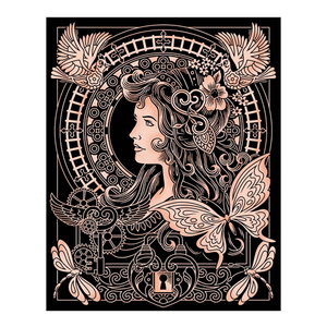 Scratch Drawing Senior "Sequin Art" Lady Rose Gold