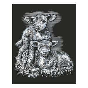 Kras Tekening Senior "Sequin Art" Lammetjes Zilver