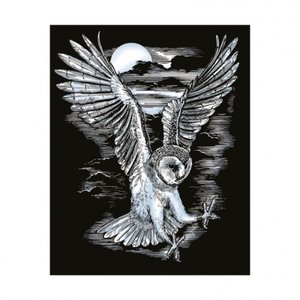 Kras Tekening Senior "Sequin Art" Kerkuil Zilver