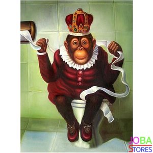 Diamond Painting Toilet Aap Groen 30x40cm