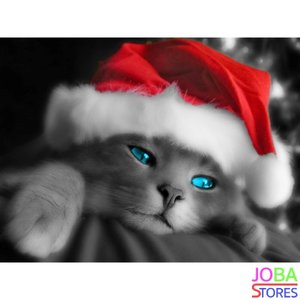 Diamond Painting Kerst Kat 40x30cm