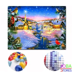 Diamond Painting Sneeuw Dorp 40x30cm