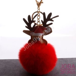 OP=OP Pom Pom Sleutelhanger Rendier Rood