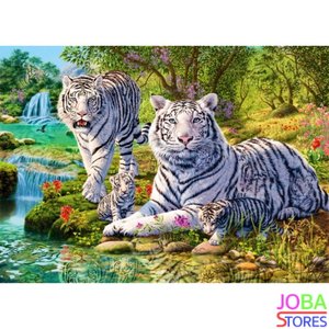 Diamond Painting Witte Tijgers 40x30cm