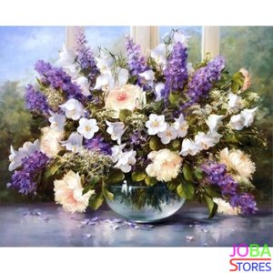 Schilderen op nummer Paarse Bloemen 40x50cm