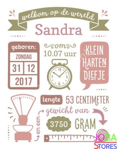 Custom Diamond Painting Geboortebord Roze Groen