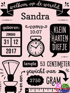 Custom Canvas Print Geboortebord Roze