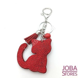 Bling Sleutelhanger Kat Rood